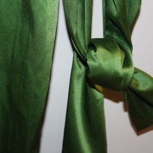 Satin silk dress elegant vintage emerald green